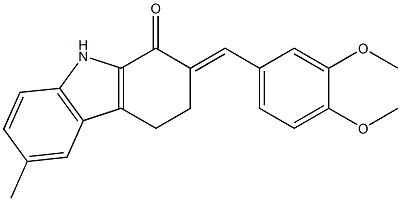 2-(3,4-dimethoxybenzylidene)-6-methyl-2,3,4,9-tetrahydro-1H-carbazol-1-one 结构式