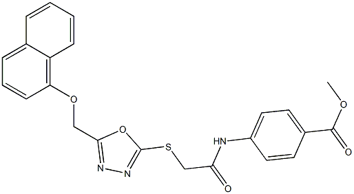 methyl 4-{[({5-[(1-naphthyloxy)methyl]-1,3,4-oxadiazol-2-yl}sulfanyl)acetyl]amino}benzoate 结构式