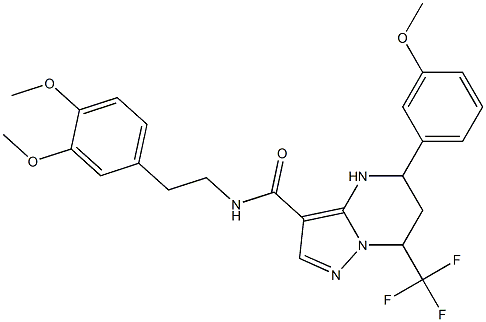 N-[2-(3,4-dimethoxyphenyl)ethyl]-5-(3-methoxyphenyl)-7-(trifluoromethyl)-4,5,6,7-tetrahydropyrazolo[1,5-a]pyrimidine-3-carboxamide 结构式