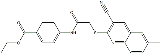 ethyl 4-({[(3-cyano-6-methyl-2-quinolinyl)sulfanyl]acetyl}amino)benzoate 结构式