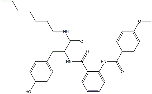 N-[2-(heptylamino)-1-(4-hydroxybenzyl)-2-oxoethyl]-2-[(4-methoxybenzoyl)amino]benzamide 结构式