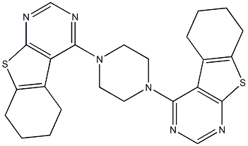 4-[4-(5,6,7,8-tetrahydro[1]benzothieno[2,3-d]pyrimidin-4-yl)-1-piperazinyl]-5,6,7,8-tetrahydro[1]benzothieno[2,3-d]pyrimidine 结构式