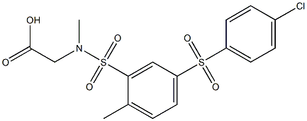 [({5-[(4-chlorophenyl)sulfonyl]-2-methylphenyl}sulfonyl)(methyl)amino]acetic acid 结构式