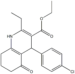 ethyl 4-(4-chlorophenyl)-2-ethyl-5-oxo-1,4,5,6,7,8-hexahydroquinoline-3-carboxylate 结构式