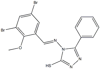 4-[(3,5-dibromo-2-methoxybenzylidene)amino]-5-phenyl-4H-1,2,4-triazol-3-yl hydrosulfide 结构式