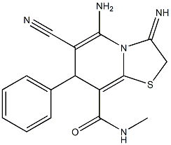 5-amino-6-cyano-3-imino-N-methyl-7-phenyl-2,3-dihydro-7H-[1,3]thiazolo[3,2-a]pyridine-8-carboxamide 结构式