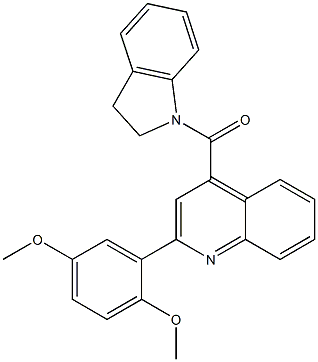 4-(2,3-dihydro-1H-indol-1-ylcarbonyl)-2-(2,5-dimethoxyphenyl)quinoline 结构式