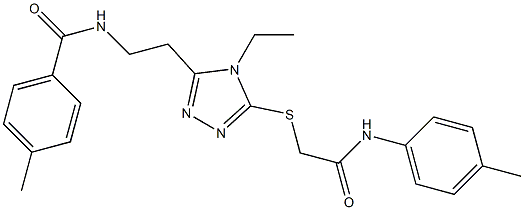 N-[2-(4-ethyl-5-{[2-oxo-2-(4-toluidino)ethyl]sulfanyl}-4H-1,2,4-triazol-3-yl)ethyl]-4-methylbenzamide 结构式