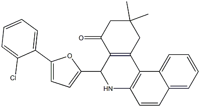 5-[5-(2-chlorophenyl)-2-furyl]-2,2-dimethyl-2,3,5,6-tetrahydrobenzo[a]phenanthridin-4(1H)-one 结构式