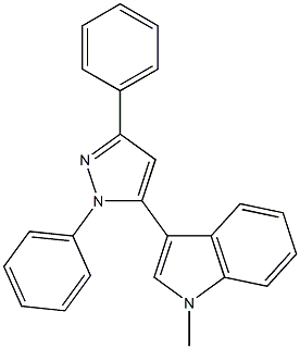3-(1,3-diphenyl-1H-pyrazol-5-yl)-1-methyl-1H-indole 结构式