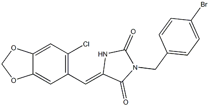 3-(4-bromobenzyl)-5-[(6-chloro-1,3-benzodioxol-5-yl)methylene]-2,4-imidazolidinedione 结构式