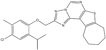 4-chloro-2-isopropyl-5-methylphenyl 9,10,11,12-tetrahydro-8H-cyclohepta[4,5]thieno[3,2-e][1,2,4]triazolo[1,5-c]pyrimidin-2-ylmethyl ether 结构式