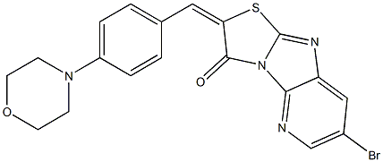 7-bromo-2-[4-(4-morpholinyl)benzylidene][1,3]thiazolo[2',3':2,3]imidazo[4,5-b]pyridin-3(2H)-one 结构式