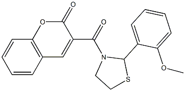 3-{[2-(2-methoxyphenyl)-1,3-thiazolidin-3-yl]carbonyl}-2H-chromen-2-one 结构式