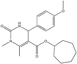 cycloheptyl 4-(4-methoxyphenyl)-1,6-dimethyl-2-oxo-1,2,3,4-tetrahydro-5-pyrimidinecarboxylate 结构式