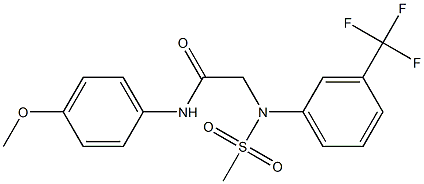 N-(4-methoxyphenyl)-2-[(methylsulfonyl)-3-(trifluoromethyl)anilino]acetamide 结构式