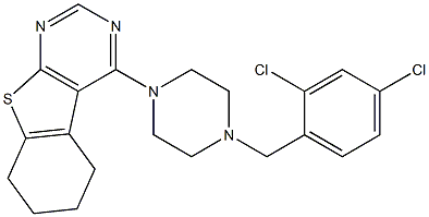 4-[4-(2,4-dichlorobenzyl)-1-piperazinyl]-5,6,7,8-tetrahydro[1]benzothieno[2,3-d]pyrimidine 结构式