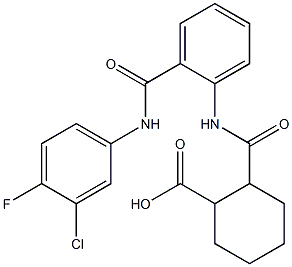 2-({2-[(3-chloro-4-fluoroanilino)carbonyl]anilino}carbonyl)cyclohexanecarboxylic acid 结构式