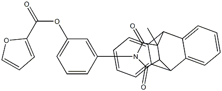 3-(15-methyl-16,18-dioxo-17-azapentacyclo[6.6.5.0~2,7~.0~9,14~.0~15,19~]nonadeca-2,4,6,9,11,13-hexaen-17-yl)phenyl 2-furoate 结构式