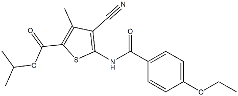 isopropyl 4-cyano-5-[(4-ethoxybenzoyl)amino]-3-methyl-2-thiophenecarboxylate 结构式