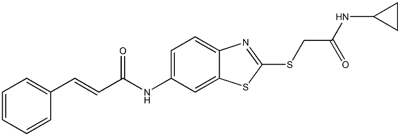 N-(2-{[2-(cyclopropylamino)-2-oxoethyl]sulfanyl}-1,3-benzothiazol-6-yl)-3-phenylacrylamide 结构式