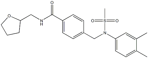 4-{[3,4-dimethyl(methylsulfonyl)anilino]methyl}-N-(tetrahydro-2-furanylmethyl)benzamide 结构式