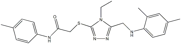 2-({5-[(2,4-dimethylanilino)methyl]-4-ethyl-4H-1,2,4-triazol-3-yl}sulfanyl)-N-(4-methylphenyl)acetamide 结构式