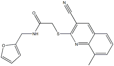 2-[(3-cyano-8-methylquinolin-2-yl)sulfanyl]-N-(furan-2-ylmethyl)acetamide 结构式