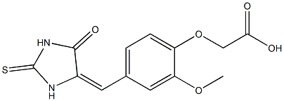 {2-methoxy-4-[(5-oxo-2-thioxo-4-imidazolidinylidene)methyl]phenoxy}acetic acid 结构式