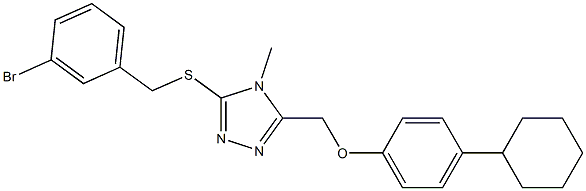 3-[(3-bromobenzyl)sulfanyl]-5-[(4-cyclohexylphenoxy)methyl]-4-methyl-4H-1,2,4-triazole 结构式