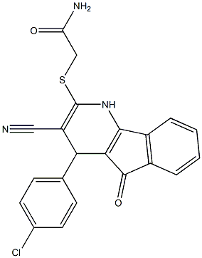 2-{[4-(4-chlorophenyl)-3-cyano-5-oxo-4,5-dihydro-1H-indeno[1,2-b]pyridin-2-yl]sulfanyl}acetamide 结构式