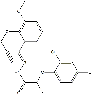 2-(2,4-dichlorophenoxy)-N'-[3-methoxy-2-(2-propynyloxy)benzylidene]propanohydrazide 结构式