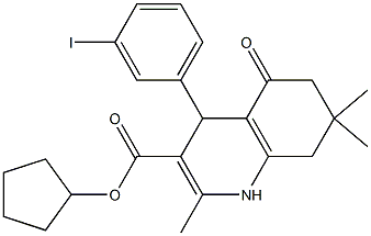 cyclopentyl 4-(3-iodophenyl)-2,7,7-trimethyl-5-oxo-1,4,5,6,7,8-hexahydro-3-quinolinecarboxylate 结构式