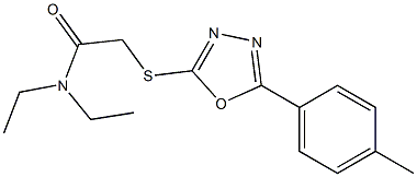 N,N-diethyl-2-{[5-(4-methylphenyl)-1,3,4-oxadiazol-2-yl]sulfanyl}acetamide 结构式