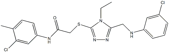 2-({5-[(3-chloroanilino)methyl]-4-ethyl-4H-1,2,4-triazol-3-yl}sulfanyl)-N-(3-chloro-4-methylphenyl)acetamide 结构式
