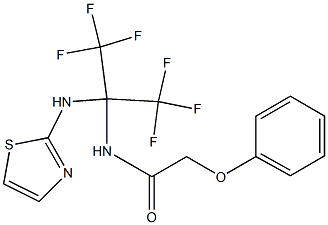 2-phenoxy-N-[2,2,2-trifluoro-1-(1,3-thiazol-2-ylamino)-1-(trifluoromethyl)ethyl]acetamide 结构式