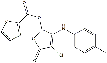 4-chloro-3-(2,4-dimethylanilino)-5-oxo-2,5-dihydro-2-furanyl 2-furoate 结构式