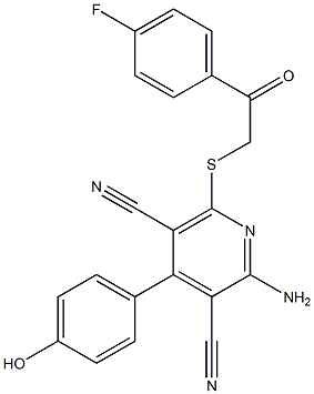 2-amino-6-{[2-(4-fluorophenyl)-2-oxoethyl]sulfanyl}-4-(4-hydroxyphenyl)-3,5-pyridinedicarbonitrile 结构式