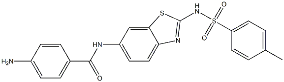 4-amino-N-(2-{[(4-methylphenyl)sulfonyl]amino}-1,3-benzothiazol-6-yl)benzamide 结构式