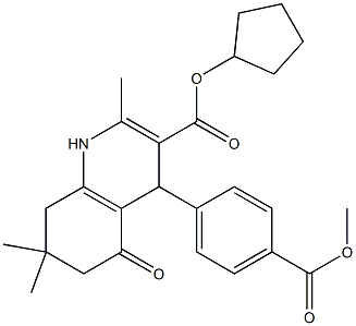 cyclopentyl 2,7,7-trimethyl-4-{4-[(methyloxy)carbonyl]phenyl}-5-oxo-1,4,5,6,7,8-hexahydroquinoline-3-carboxylate 结构式