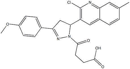 4-[5-(2-chloro-7-methyl-3-quinolinyl)-3-(4-methoxyphenyl)-4,5-dihydro-1H-pyrazol-1-yl]-4-oxobutanoic acid 结构式
