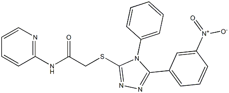 2-[(5-{3-nitrophenyl}-4-phenyl-4H-1,2,4-triazol-3-yl)sulfanyl]-N-(2-pyridinyl)acetamide 结构式