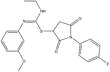 1-(4-fluorophenyl)-2,5-dioxo-3-pyrrolidinyl N-ethyl-N'-(3-methoxyphenyl)imidothiocarbamate 结构式