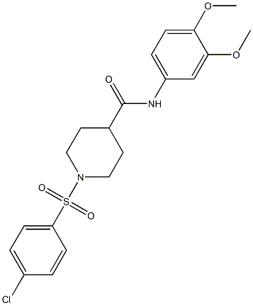1-[(4-chlorophenyl)sulfonyl]-N-(3,4-dimethoxyphenyl)-4-piperidinecarboxamide 结构式