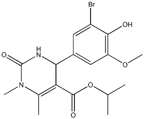 isopropyl 4-(3-bromo-4-hydroxy-5-methoxyphenyl)-1,6-dimethyl-2-oxo-1,2,3,4-tetrahydro-5-pyrimidinecarboxylate 结构式