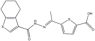 5-[N-(4,5,6,7-tetrahydro-1-benzothien-3-ylcarbonyl)ethanehydrazonoyl]-2-thiophenecarboxylic acid 结构式