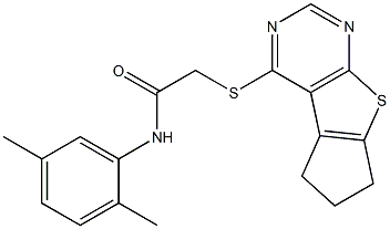 2-(6,7-dihydro-5H-cyclopenta[4,5]thieno[2,3-d]pyrimidin-4-ylsulfanyl)-N-(2,5-dimethylphenyl)acetamide 结构式