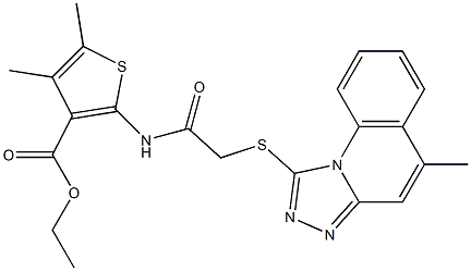 ethyl 4,5-dimethyl-2-({[(5-methyl[1,2,4]triazolo[4,3-a]quinolin-1-yl)sulfanyl]acetyl}amino)-3-thiophenecarboxylate 结构式