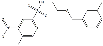 3-nitro-4-methyl-N-{2-[(3-methylbenzyl)sulfanyl]ethyl}benzenesulfonamide 结构式