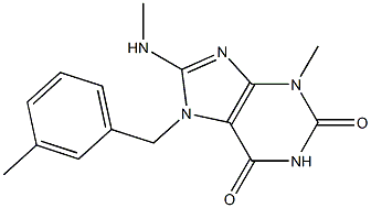 3-methyl-8-(methylamino)-7-[(3-methylphenyl)methyl]-3,7-dihydro-1H-purine-2,6-dione 结构式